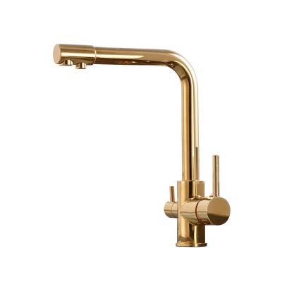 China EUROPEAN Modern Hot And Cold Water Hole Single Deck Mounted Kitchen Sound Faucet With Filter for sale