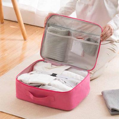 China Multifunctional Goal Cubes Clothes Underwear Organizer Plain Colors Storage Bra Moving Packing Bag for sale