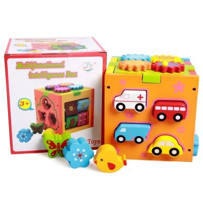 China Wooden Game Children's Early Education Toy Blocks Wooden Jigsaw Box Shape With Baby Educational Toys for sale