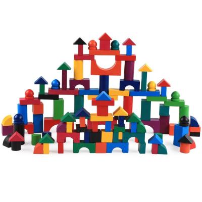 China DIY TOY Wholesale 112 Children's Wooden Pieces of Color Blocks Children's Early Education Educational Toys for sale