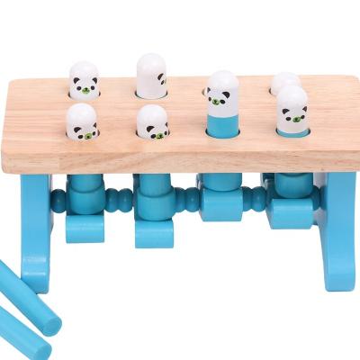 China Funny Cartoon Educational Wooden Toy Montessori Happy Hammer For Children To Knock On Stack Platform Educational Hamster Toy For Kids for sale