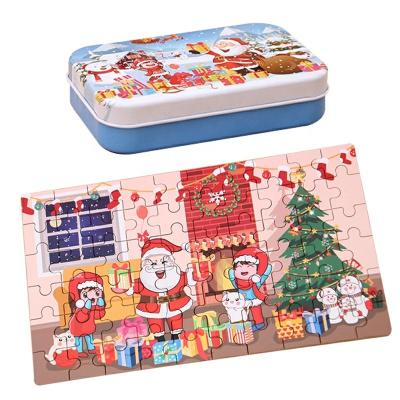 China Toy Christmas Gift Wooden Creative Cartoon Jigsaw Puzzle 60 Piece Jigsaw For Kids DIY Old Man Snowman Christmas Gift for sale