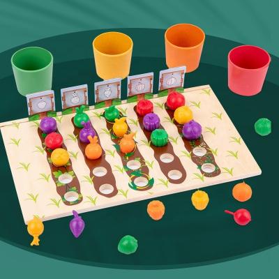 China Early classification educational cup color planting fruit vegetable farm simulation toy children's wooden education toy for sale