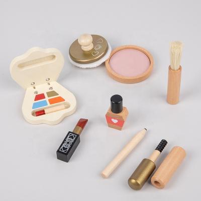 China High-grade wooden mini toy children's dressing table makeup toys imitate every family girl cosmetics set little princess makeup for sale