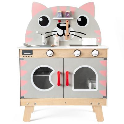 China Funny Toy Educational Toy Kids Happy New Cat Girls Children Educational Toys Cooking Wooden Pretend Play Kitchen Toy for sale