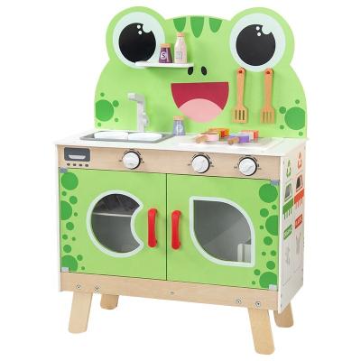 China Educational Toys Large Premium Wooden Kitchen Study Set Toys Kids Pretend Play Cooking Toys Frog Kitchen Toy for sale