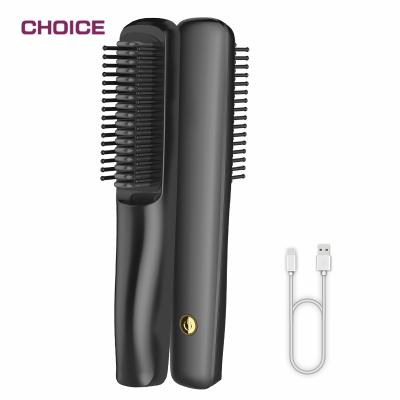 China Hot Selling Compact Hair Styling Electric Tools Wireless Mini Iron Straightening Hair Brush Professional Cordless Hot Comb for sale