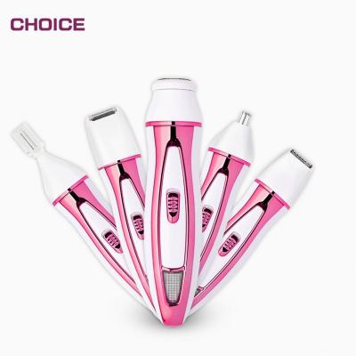 China Outdoor 5 in 1 Mini Epilator Electric Facial Hair Remover Women's Face Eyebrow Shaver Legs Lady Hair Trimmer Painless for sale