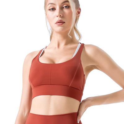 China New Breathable Color Blocking Sports Underwear Women's High Intensity Running Women's Yoga Vest Bra for sale