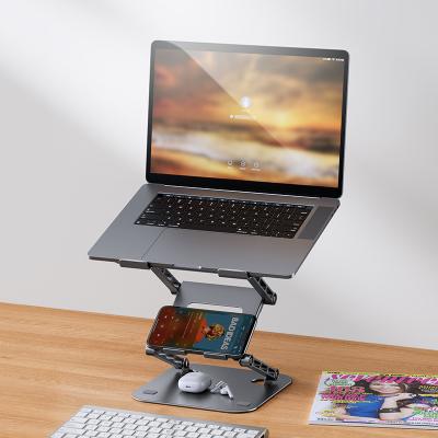 China (Size) MC Portable Adjustable Aluminum Laptop Stand Three Layers Desktop Laptop Stand Metal Riser Notebook Stand Table Foldable for sale