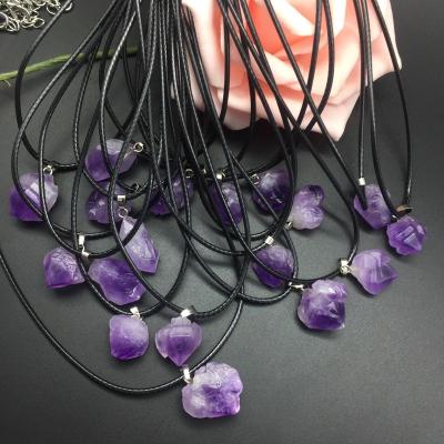 China Other 2023 Hot Selling  Raw Amethyst Pendant Natural Amethyst Energy Stone Necklace Handmade Pendant for Women for sale