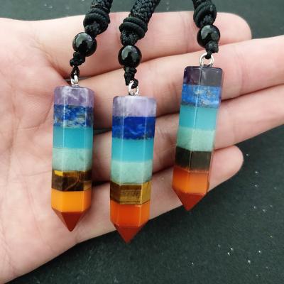 China Europe 7 Chakras Healing Stone Pendant Necklace for Stress Anxiety Relief Jewelry Seven Chakra Pendant Gift for sale