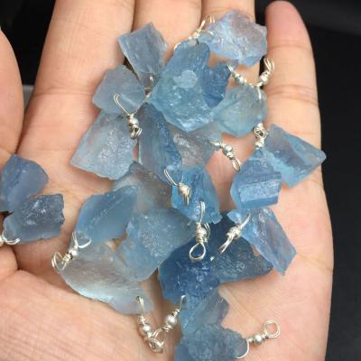 China Other Raw Aquamarine Crystal Pendant Aquamarine Pendant S925 Silver Buckle Natural Aquamarine Rough Stone Pendant For Decoration for sale