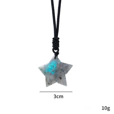 China Other 3cm Star Shape Carved Labradorite  Necklace Gemstone Natural Labradorite  Pendant Hand Carved Tiny Gemstone Pendant for sale