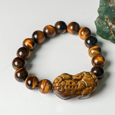 China Other Wholesale Yellow Tiger Eye Stone Bracelets Beads Pi Xiu Bracelet for Men Women Wristband Jewelry for sale