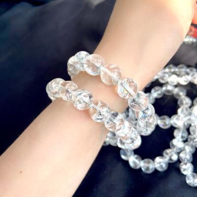 China Other High Quality Natural White Crystal 10mm Bracelet Crystal Single Circle Hand String Clear Quartz Bracelets for Jewelry for sale