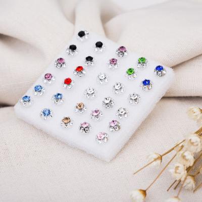 China FASHIONABLE colorful crystal stud earrings adjust cubic zirconia earrings 2021 flower shape earrings for sale