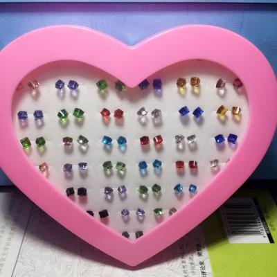 China CLASSIC Colorful Cubic Zircon Earrings Stud Earrings Anti Allergic Plastic Crystal Stud Earrings For Women for sale