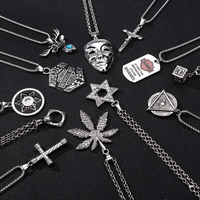 China Hiphop Customization Hiphop Necklaces Metal Stainless Steel Zinc Alloy Pendant Necklaces For Men for sale