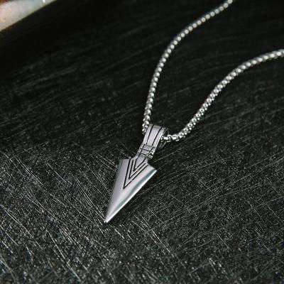 China Hiphop Hip Hop Jewelry Necklace Men's Arrowhead Stainless Steel Pendant Necklace for sale