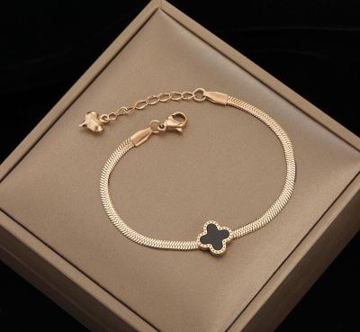 China CLASSIC Four Leaf Clover Bracelet 316 Stainless Steel Bangles Bangles Body Jewelry for sale