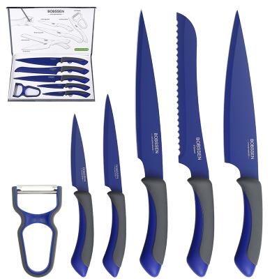 China 6 kinve chef blue kinve peeler kitchen stuff naive universal kitchen knife viable custom set for sale