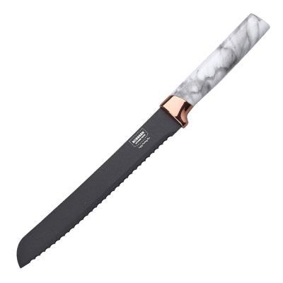 China 8 Inch Handle Stainless Steel Viable White Marble Pattern Bread Knife for sale