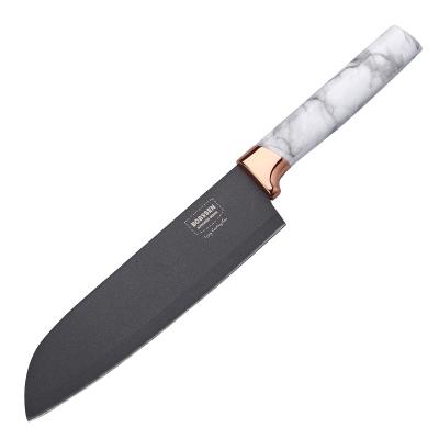 China Viable Black Stainless Steel Santoku Knife PP Handle Marbled Sande Knife Kitchen Knives 1piece for sale