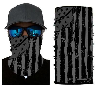 China Custom outdoor activities logo design printed black tarp mask face American flag outdoor sport tube bandanna seamless headband for sale