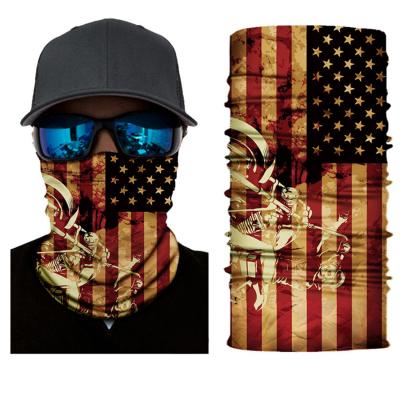 China Outdoor activities custom good quality UV protection tube flag bandana polyester seamless neck cuff with logo for sale