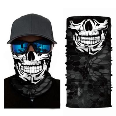 China Custom Printed Multifunctional Outdoor Activities Seamless Bandana Polyester Skull Fishing Neck Cuff for sale