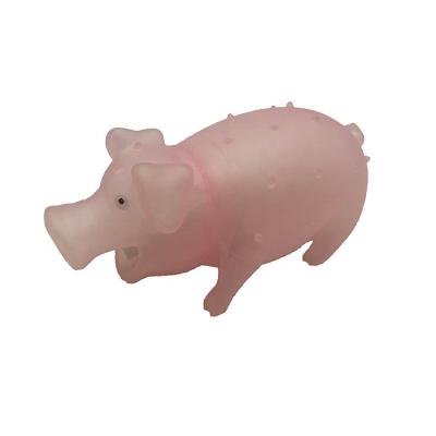 China New Arrival Sustainable Pink Vinyl Rubber Pig Shape Cute Squeaky Dog Toy With Flashing Ball Inside for sale