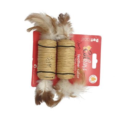 China Viable 2 Pieces Pack Feather Set Roller Cat Toy Catnip Interactive Cat Toy for sale