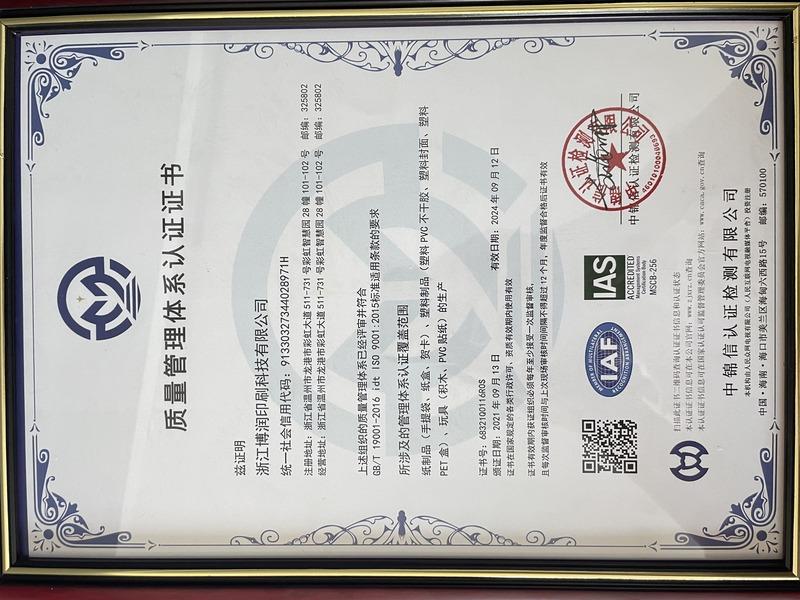 ISO9001 - Zhejiang Borun Printing Technology Co., Ltd.