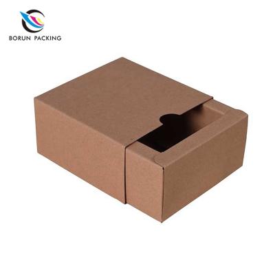 China Handmade Borun custom design craft Ivory cardboard paper folding square drawer type container packaging paper box for sale