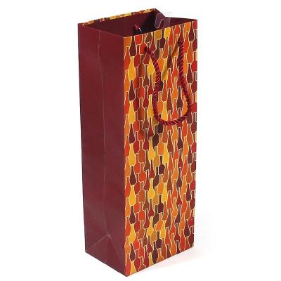 China Recyclable Amazon Hot Sale Quality Material Recyclable Thick Rectangular Portable Wine Gift Paper Bag With Convenient Handles for sale