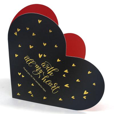 China Africa Valentine's Day Gift Wedding Invitations Card High Quality Black Red Love Heart Shaped Thank You Cards For Every Occasion for sale