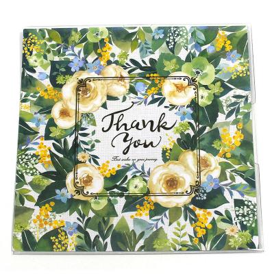 China Africa Wholesale Girls Kids Happy Birthday Cards Personalized Oversized Green Botanical Pattern Funny Greeting Cards With Stickers for sale