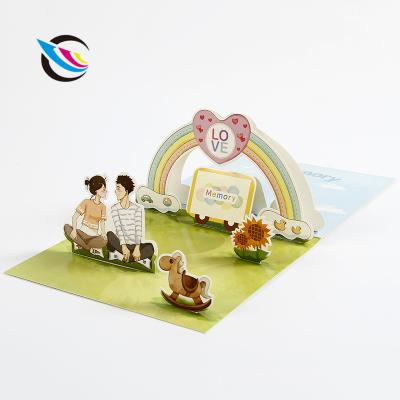 China Europe Greeting Card,3D Cards Pop-Up girls and boy love message record with Envelopes Romantic for sale