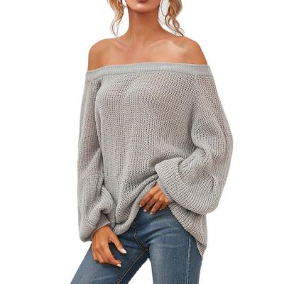 China High Quality Anti-wrinkle Big Sleeve Autumn Sweater Word Neck Wide Sweater for sale