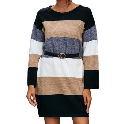 China Anti-wrinkle simple round neck wind and color autumn sweater basing sweater dress for sale