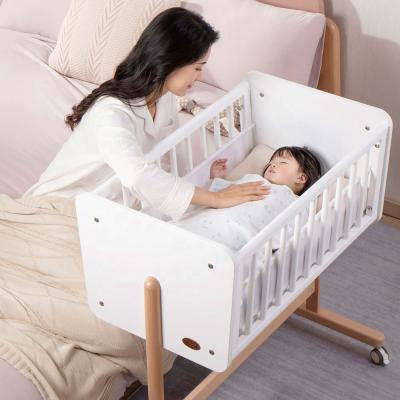 China Boori Modern En1130 Standards 3In1 Crib Baby Bedside Adjustable Sleeper Wooden Boori Cradle for sale