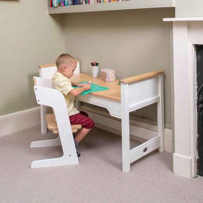 China Adjustable Kids Table Small Boori Kids Leaning Ergonomic Study Desk Student Child Desk With Wooden Shelf for sale