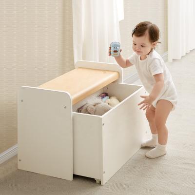 China Boori Wooden Children Furniture White Square Wooden Children Stored Toy Storage Boxes for sale