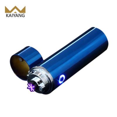 China Custom Printing Triple Arc Lighter Safty Metallic Round Rechargeable Triple Arc Lighter With Led Light for sale