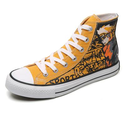 China Fashion trend custom logo canvas shoes Naruto graffiti panel high top shoes for men's anime casual shoes for sale