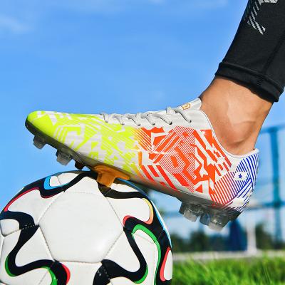 China Custom Rubber Mens Soccer High Ankle Soccer Shoes Soft Bottom Women Men Soccer Shoes SOS Shoes Non-slip Training for sale