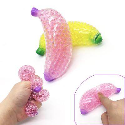 China Relieve Stress Amazon Hot Selling Squeeze Toys Banana Stress Ball Water Beads Stirring Person Balls Stirring Toys For Kids Adults for sale