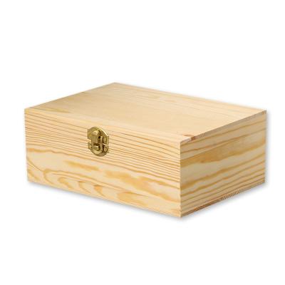 China Handmade Fashionable Natural Color Pine Storage Promotional Gift Stash Wooden Box With Lock for sale