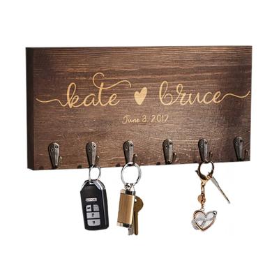 China Hot Sale Europe Wood Custom Logo Soft Start Wall Screen Key Hangs Rustic Home Decor Key Hangers for sale